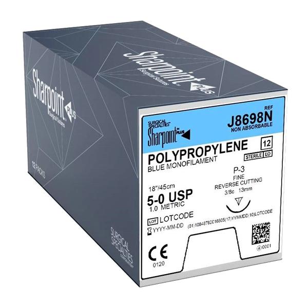 Look/Div Surgical Specialties Suture 5-0 Polypropylene P-3 Blue 18" Monofilament 12/Bx - J8698N