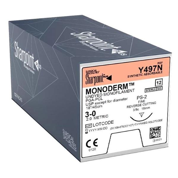 Look/Div Surgical Specialties Suture 3-0 Glycolide Dsm19 Monoderm Undyed 18" Monofilament 12/Bx - Y497N