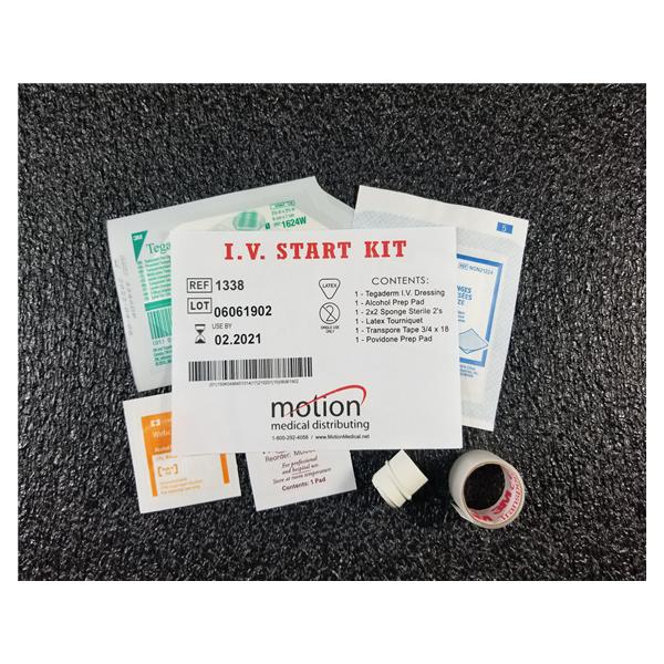 Motion Medical Distributing Kit Iv Starter With Dressing/Transpore Tape 3/4X18" Latex Sterile Each - 1338