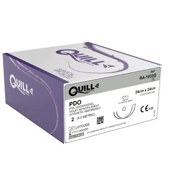 Look/Div Surgical Specialties Suture 2 Pdo Quill Violet 24X24Cm Double Arm Monofilament Absorbable 12/Bx - RA-1033Q
