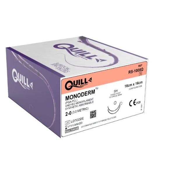 Look/Div Surgical Specialties Suture 2-0 Pcl Hr-18/Hr-18 Quill Monoderm Clear 16X16Cm 2Arm Mnflmnt Abs 12/Bx - RS-1005Q
