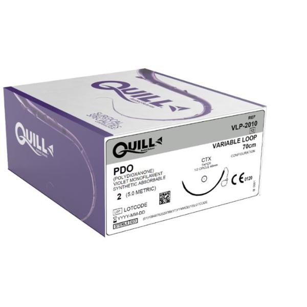 Look/Div Surgical Specialties Suture 2 Polydioxanone Quill Violet 27" Monofilament Absorbable 12/Bx - VLP-2010