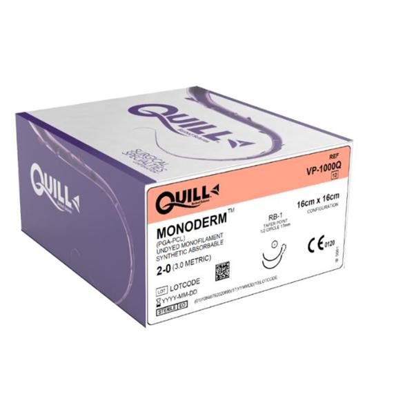 Look/Div Surgical Specialties Suture 2-0 Pcl Quill Monoderm Clear 16X16Cm Double Arm Monofilament Abs 12/Bx - VP-1000Q