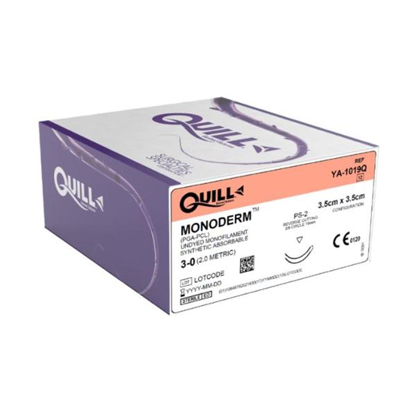 Look/Div Surgical Specialties Suture 3-0 Pcl De-12/De-12 Quill Monoderm Clear 3.5X3.5Cm 2Arm Mnflmnt Abs 12/Bx - YA-1019Q
