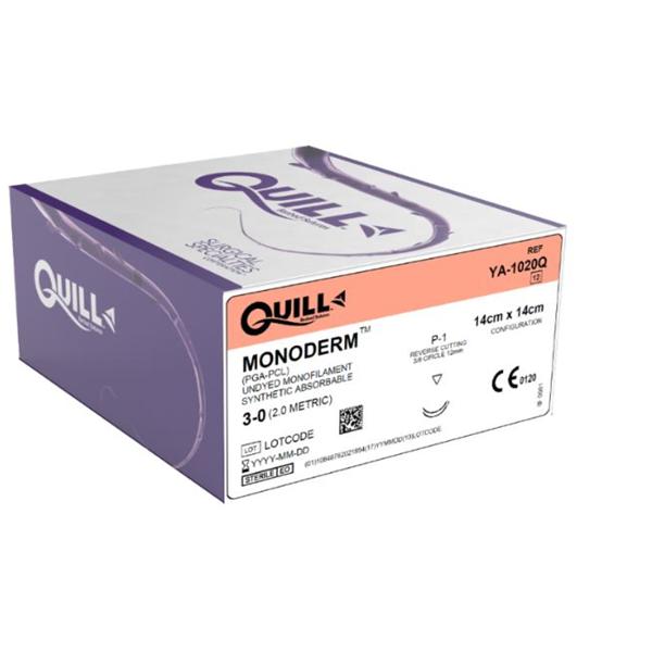 Look/Div Surgical Specialties Suture 3-0 Pcl De-12/De-12 Quill Monoderm Clear 14X14Cm 2Arm Mnflmnt Abs 12/Bx - YA-1020Q