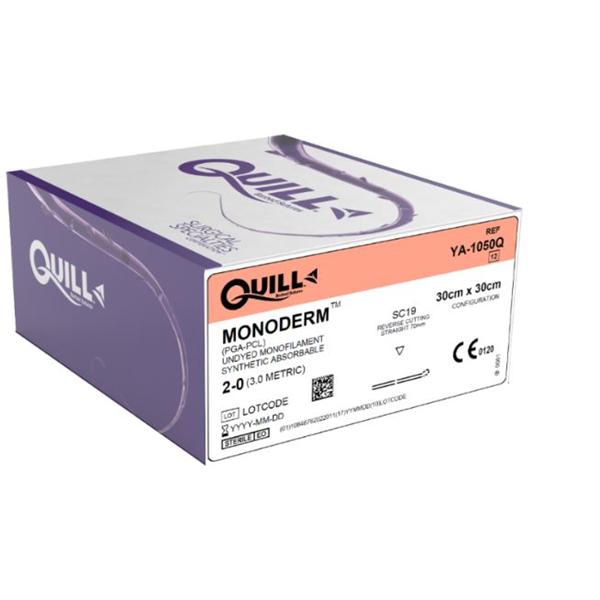 Look/Div Surgical Specialties Suture 2-0 Pcl Quill Monoderm Clear 30X30Cm Double Arm Monofilament Abs 12/Bx - YA-1050Q