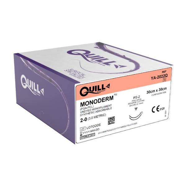 Look/Div Surgical Specialties Suture 2-0 Pcl Quill Monoderm Clear 30X30Cm Double Arm Monofilament Abs 12/Bx - YA-2022Q