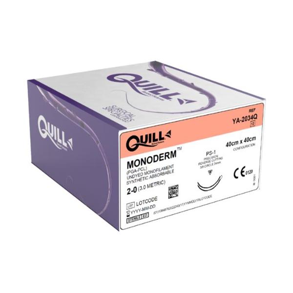 Look/Div Surgical Specialties Suture 2-0 Pcl Quill Monoderm Clear 40X40Cm Double Arm Monofilament Abs 12/Bx - YA-2034Q