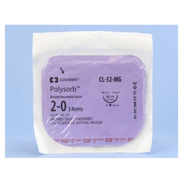 Medtronic MITG-Covidien Suture 2-0 Polyester Gs-10 Polysorb Undyed 18" Braid 12/Ca - CL52MG