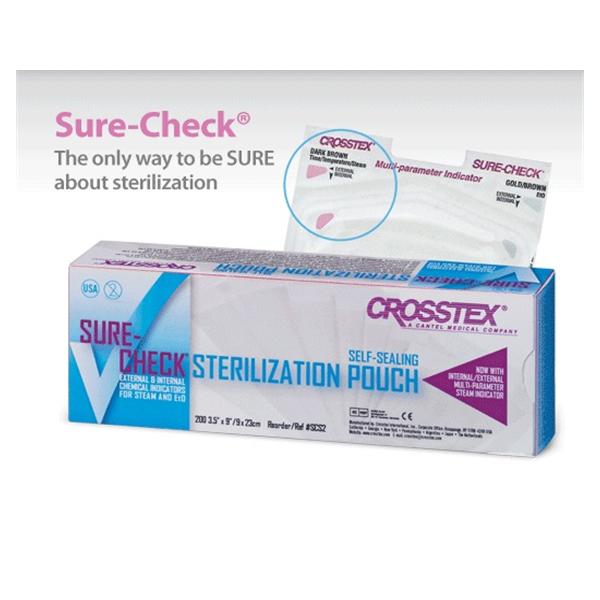Crosstex International Pouch Sterilization Sure-Check 10 In X 15 In Clear Latex Free 100/Bx, 5 Bx/Ca - SCL10152