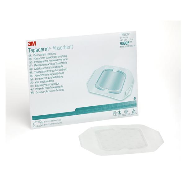 3M Healthcare Dressing Island Tegaderm Acrlc 6X6 Square Small Strl Adhs Trans Abs Lf 5/Box, 6 Bx/Ca - 90802