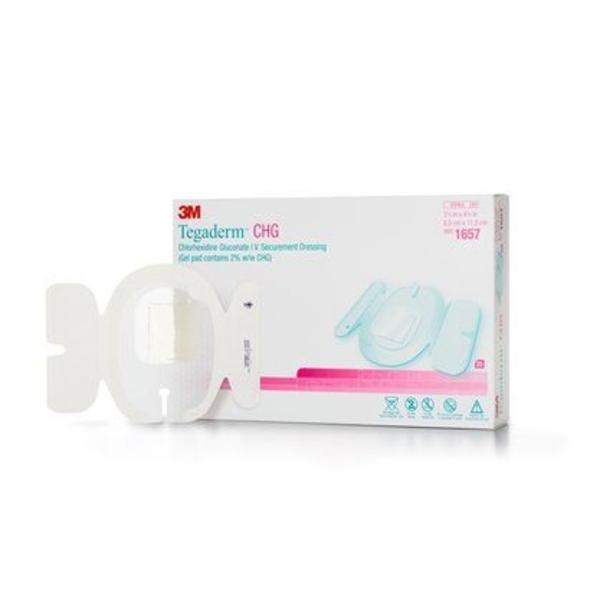 3M Healthcare Dressing Iv Tegaderm Chg Chg 3-1/2X4-1/2" Strl Adhesive Adherent Lf 25/Box, 4 Bx/Ca - 1657