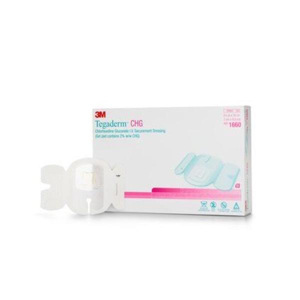 3M Healthcare Dressing Iv Tegaderm Chg 2-3/4X3-3/8" Adhesive Transparent Lf 25X4/Case - 1660