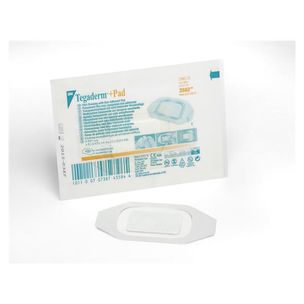 3M Healthcare Dressing Island Tegaderm +Pad Flm 2X2-3/4" Adhs Nadhr Transparent Abs Lf 50/Box, 4 Bx/Ca - 3582
