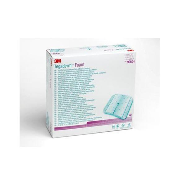 3M Healthcare Dressing Tegaderm Foam 3-1/2X3-1/2" Square Sterile Lf 10/Box, 4 Bx/Ca - 90604