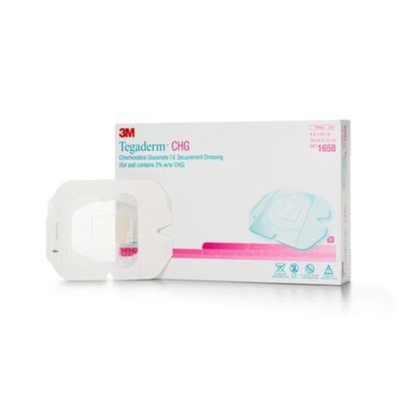 3M Healthcare Dressing Iv Tegaderm Chg 4X4-3/4" Adhesive Transparent Lf 25/Box, 4 Bx/Ca - 1658