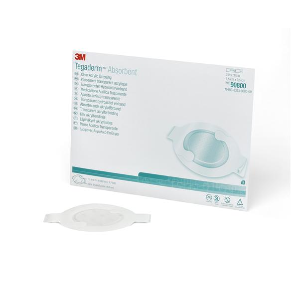 3M Healthcare Dressing Island Tegaderm Acrlc 3X3 Oval Small Strl Adhs Transparent Abs Lf 5/Box, 6 Bx/Ca - 90800