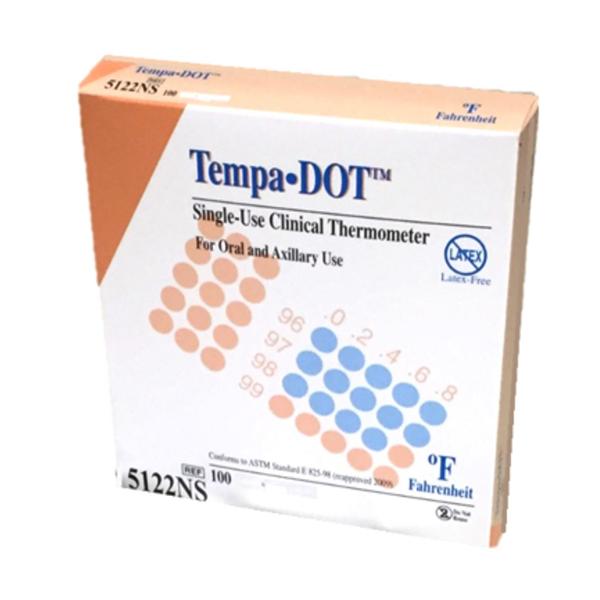 Medical Indicators Thermometer Tempa-Dot Oral/Auxiliary 100/Bx, 20 Bx/Ca - 5122NS