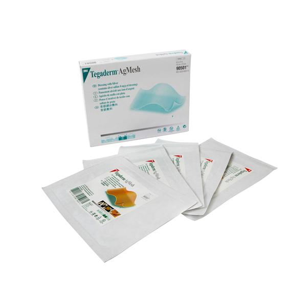 3M Healthcare Dressing Mesh Tegaderm Ag Silver 4X5" Sterile Lf 5/Box, 4 Bx/Ca - 90501