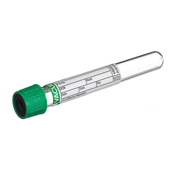 Greiner Vacuette Tube Venous Blood Collection Vacuette 6Ml 13X100Mm Plstc Lthm Hep Grn/Blk 50/Bx, 24 Bx/Ca - 456088