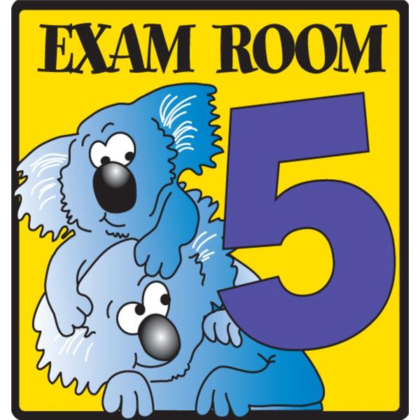 Clinton Industries. Sign Exam Room 5-1/2X5-1/2" Flat Surface Mount Koala Bear/Yellow Plastic Each - EX5