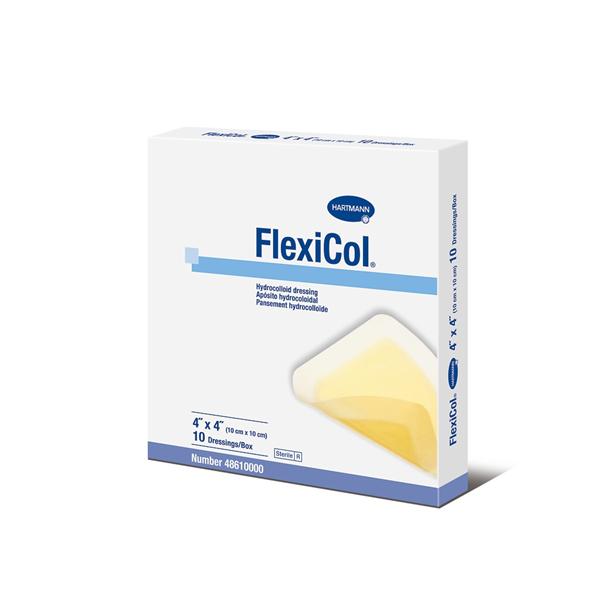 Hartmann USA Dressing Flexicol Hydrocolloid 4X4" Sterile Adhesive Absorbent Lf 10/Bx - 48610000