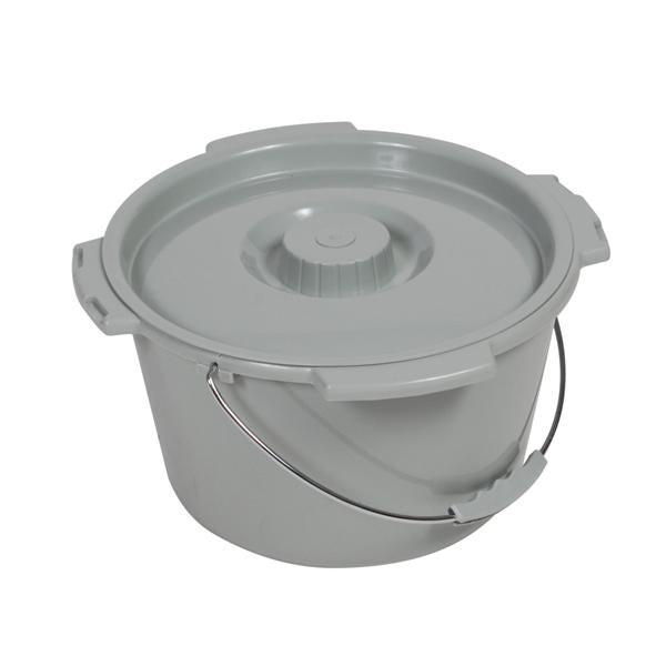 Drive Medical Designs Bucket Commode Metal 7.5Qt Lid White Round 12/Case - 11106