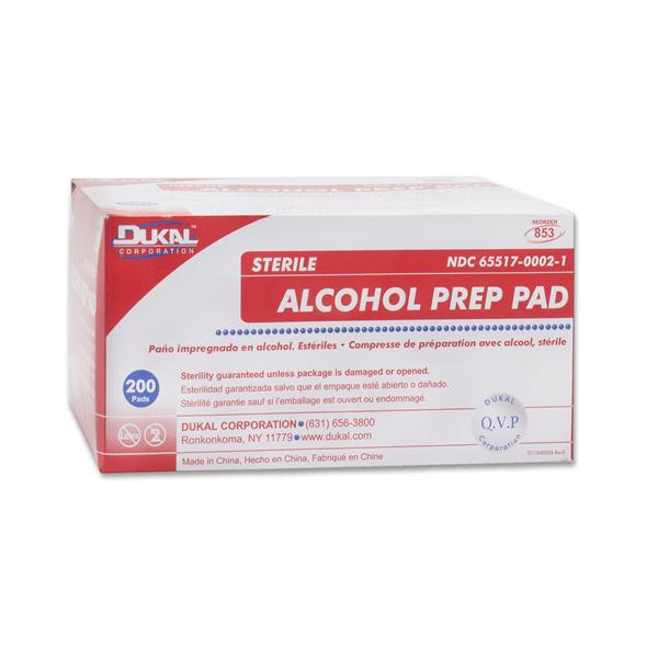 Dukal Corporation Pad Prep Alcohol Medium 200/Bx, 20 Bx/Ca - 853