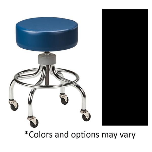 Clinton Industries. Stool Exam Chrome Series Black 2" Rubber Wheels Backless 4 Leg Each - 2102-3BK