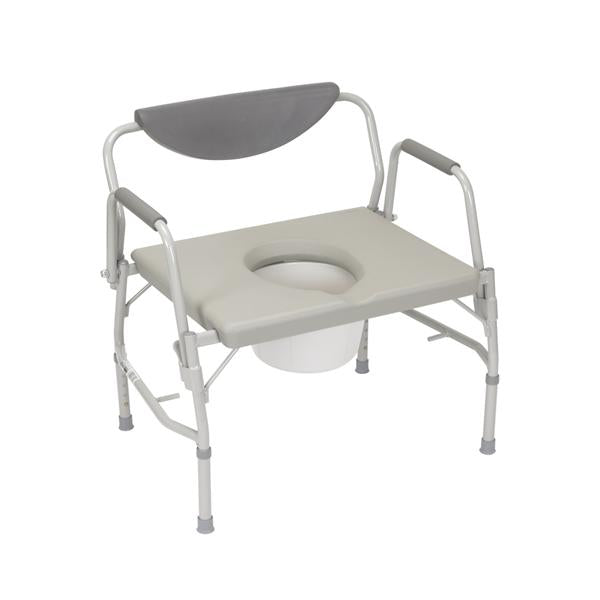 Drive Medical Designs Commode Patient Deluxe 1000Lb Capacity Gray/White Tips 26.25X17.5-22" Bari/Hd Ea - 11135-1