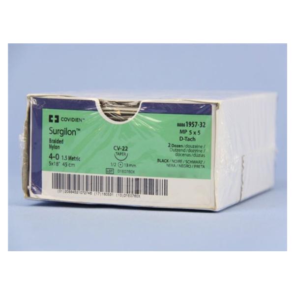 Medtronic MITG-Covidien Suture 4-0 Nylon Cv-22 Surgilon Black 18" Braid 24/Ca - 8886195732