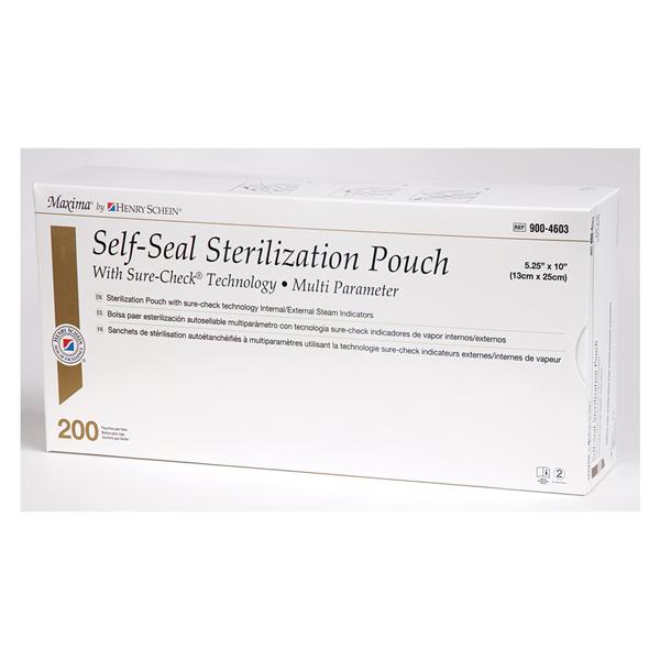 Henry Schein Pouch Sterilization Maxima Multi Parameter 5.25 In X 10 In Latex Free 200/Bx, 10 Bx/Ca - SCM2S