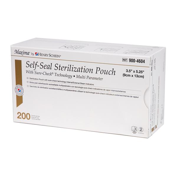 Henry Schein Pouch Sterilization Maxima Multi Parameter 3.5 In X 5.25 In Latex Free 200/Bx, 10 Bx/Ca - SCXS2S