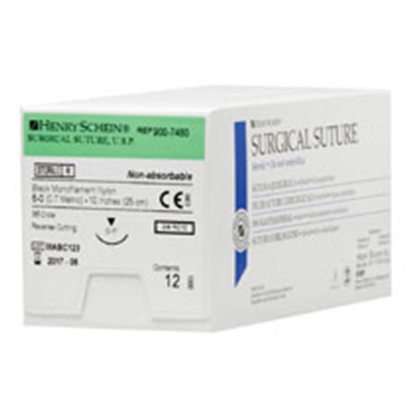 Henry Schein Suture 6-0 Nylon C-17 Black 10" Monofilament 12/Bx - 9007460