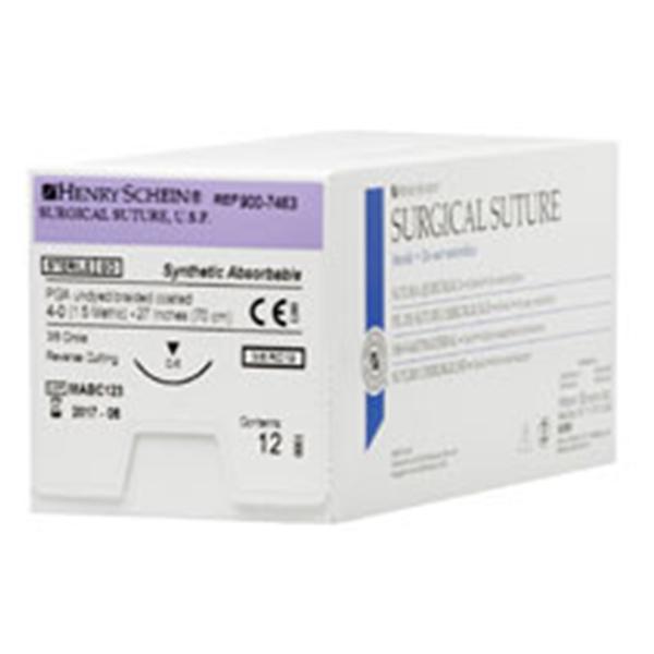 Henry Schein Suture 4-0 Polyglycolic Acid C-6 Undyed 27" Braid 12/Bx - 9007463