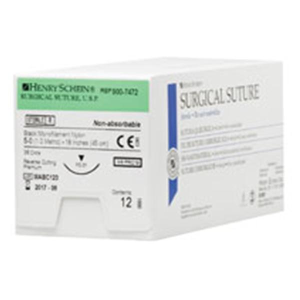 Henry Schein Suture 5-0 Nylon Pc-31 Black 18" Monofilament 12/Bx - 9007472