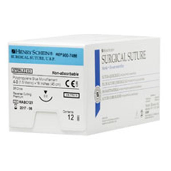 Henry Schein Suture 4-0 Polypropylene C-3 Blue 18" Monofilament 12/Bx - 9007486