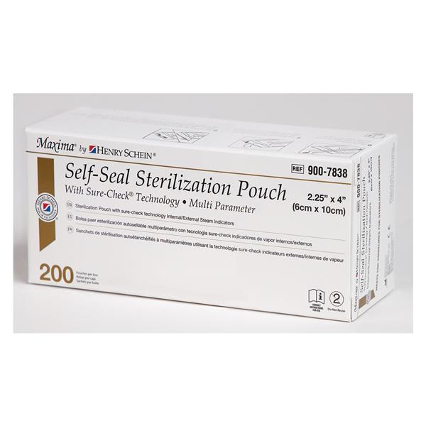Henry Schein Pouch Sterilization Maxima Multi Parameter 2.25 In X 4 In Latex Free 200/Bx - SCXX2S