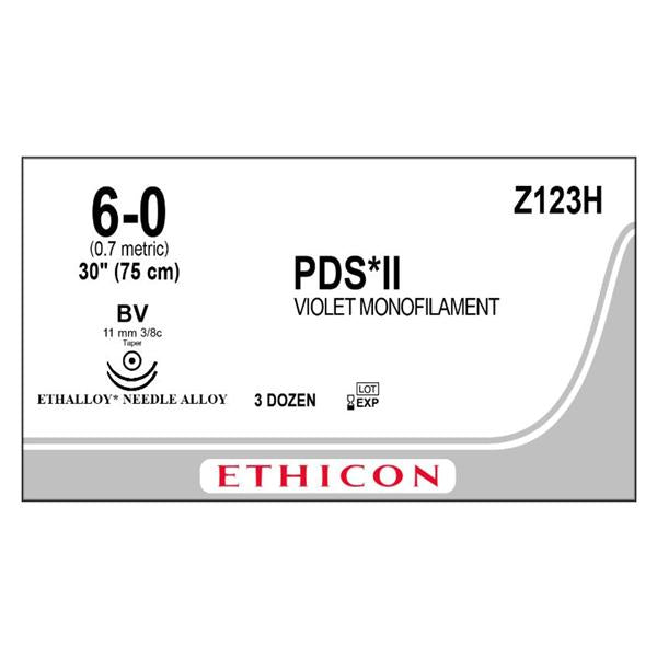 Ethicon Inc,a J & J Company Suture 6-0 Polydioxanone Bv/Bv Pds Ii Violet 30" Double Arm Monofilament 36/Bx - Z123H