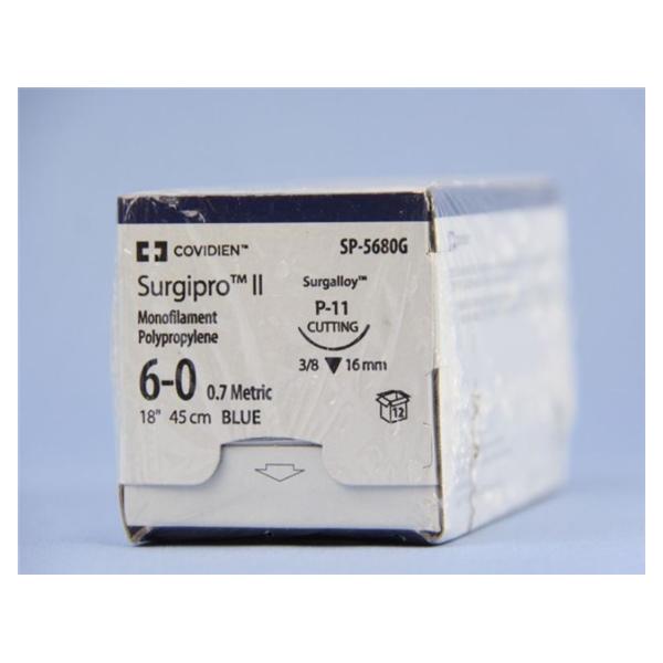 Medtronic MITG-Covidien Suture 6-0 Polypropylene P-11 Surgipro Ii Blue 18" Monofilament 12/Ca - SP5680G
