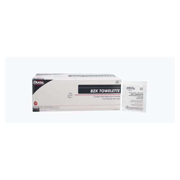 Dukal Corporation Towelette Antiseptic Bzk .13% Bkz/.05% Sod Bcrb 100/Bx, 20 Bx/Ca - 855