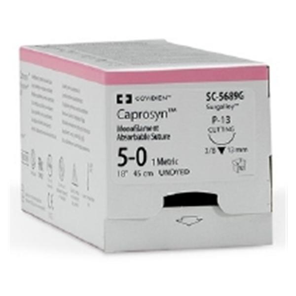 Medtronic MITG-Covidien Suture 6-0 Glycolide/Lactide P-13 Caprosyn Undyed 18" Monofilament 12/Ca - SC5688G