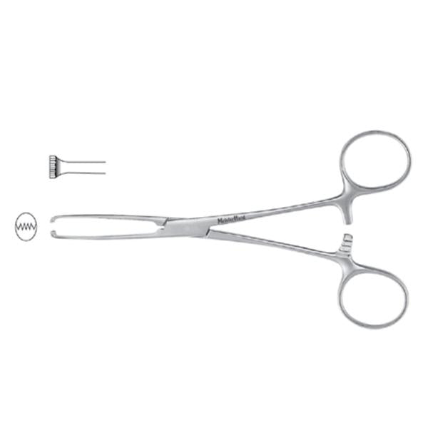 Miltex-Integra Forcep Tissue Allis Meister-Hand 10" Narrow Serrated Straight 5X6 Teeth Ss Ea - MH16-12