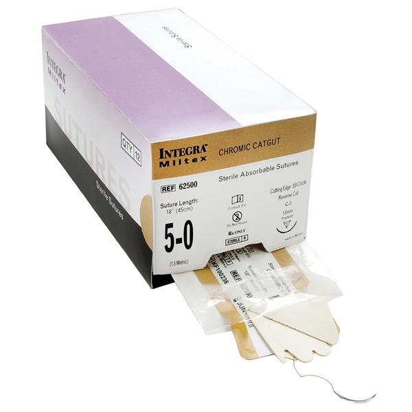 Miltex-Integra Suture 5-0 Chromic Gut C-3 Beige 18" Monofilament 12/Bx - 62500