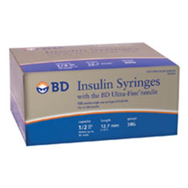 Becton-Dickinson Syringe/Needle 0.5Cc 30Gx1/2" Ultra-Fine Insulin Conventional 100/Bx, 5 Bx/Ca - 328466