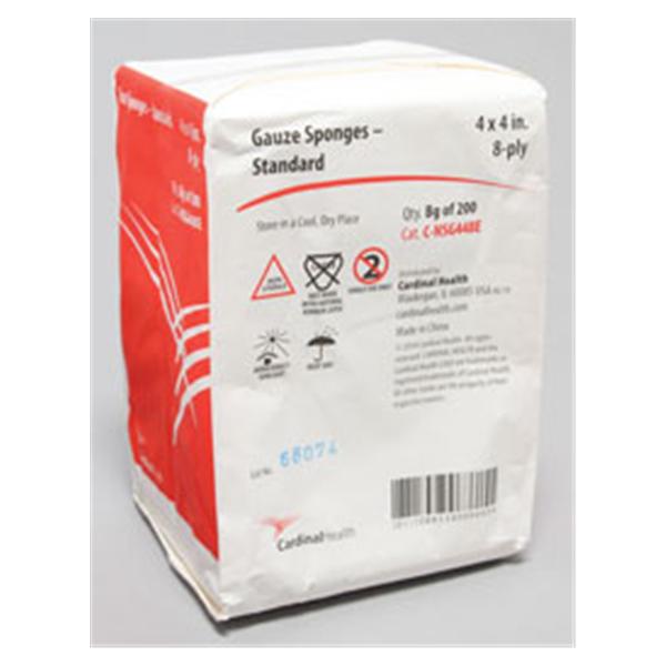 Cardinal Health Sponge Gauze Standard 100% Cotton 4X4" 8 Ply Standard Wvn Non-Sterile Lf 200/Bag, 20 Bg/Ca - C-NSG448E